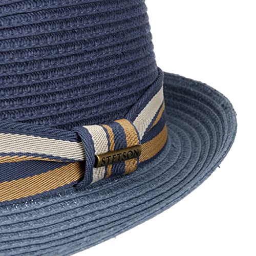 Stetson Licano Toyo Trilby Straw Hat Blue Amazon Apparel Fedoras Stetson