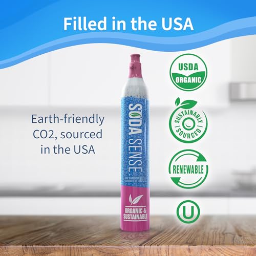 Soda Sense Easy Connect 60L CO2 Carbonator Cylinder + $15 Amazon Gift Card w/ 1st Refill, Compatible w/Sodastream [Quick Connect Machines Only] Eco-Friendly CO2 Gas Refill
