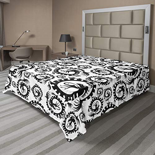 Vintage Chinese Dragon King Size Flat Sheet Amazon Ambesonne bed sheet Bedding bedsheet Flat Sheets Home