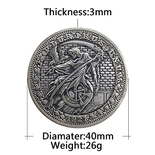 Dark Slate Gray Skull Death Sickle Time Passing HOBO Nickel Antique Silver Plating Collection Satan Series Challenge Coin