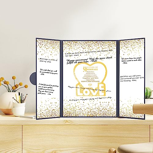Idealmuzik 50th Wedding Anniversary Guest Book Alternative,Marriage Signature Board,50th Anniversary Table Decorations,Black Gold Large Gift Card for 50 Years Wedding Anniversary Party Supplies