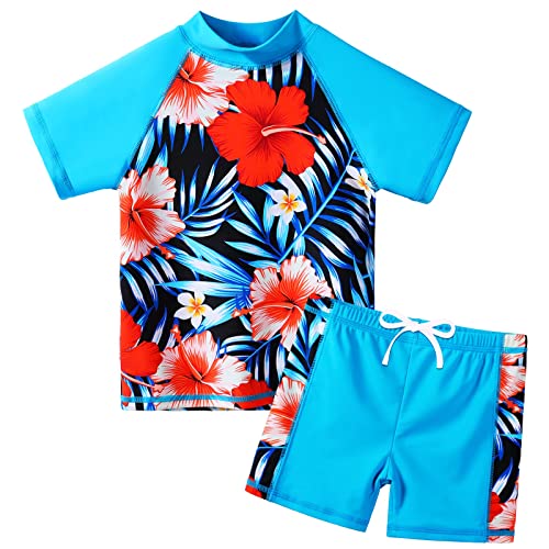 TFJH E Short Sleeve Girls Rash Guard Set UPF 50+ 2PCS Kids Swimsuits Surfing Bathing Suits Black Flower 8A | Physical | Amazon, Apparel, Girls, TFJH E | TFJH E