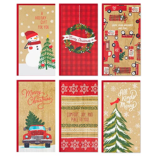 Hallmark Christmas Gift Card Holders or Money Holders Assortment, Rustic (36 Cards with Envelopes)