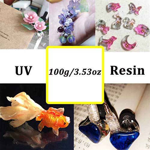 Gray Epoxy UV Resin Clear Hard,ONGHSD UV Jewelry Resin Glue Sunlight Ultraviolet Curing Resin Crystal Liquid for DIY/Kids Craft Jewelry Making Supplies Mold Not Included (100g/3.53oz)