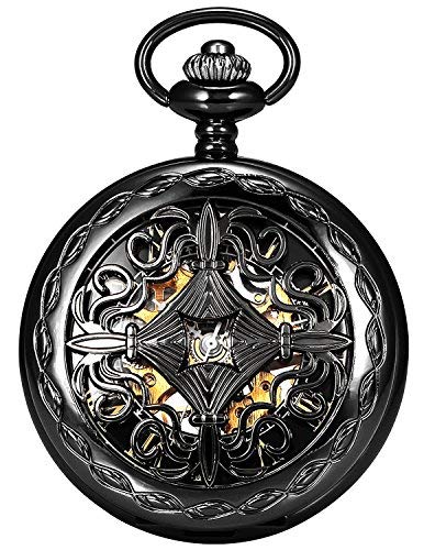New Brand Mall Steampunk Vintage Roman Letters Design Case Mechanical Pocket Watch with Chains for Xmas Gifts (red) | Physical | Amazon, New Brand Mall, Pocket Watches, Watch | New Brand Mall