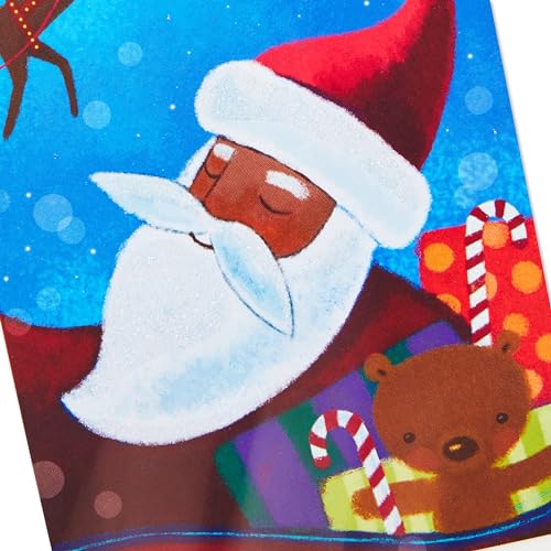 Hallmark Mahogany Christmas Money or Gift Card Holders (6 Cards with Envelopes) Black Santa with Reindeer