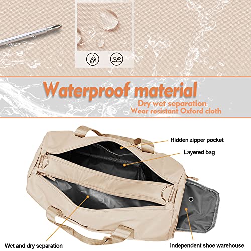Waterproof Dufflebag with Shoe Compartment (Beige) Amazon Lopwin Luggage Sports Duffels