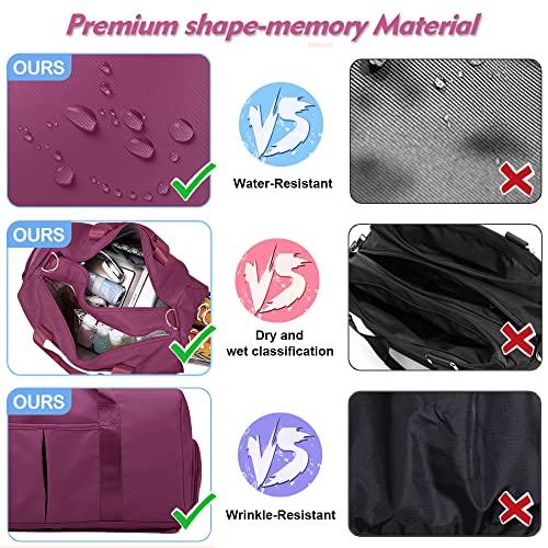 Dim Gray Small Gym Bag for Women and Men, Workout Bag for Sports and Weekend Getaway, Waterproof Dufflebag with Shoe and Wet Clothes Compartments (Purple)