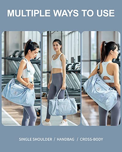 Light Slate Gray Gym Bag Womens Mens with Shoes Compartment and Wet Pocket,Travel Duffel Bag for Women for Plane,Sport Gym Tote Bags Swimming Yoga,Small Waterproof Weekend Overnight Bag Carry on Bag Hospital Holdalls