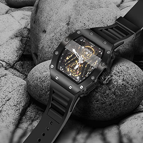Tonneau Skeleton Automatic Watch for Men White/Gold Amazon SysFla Watch Wrist Watches