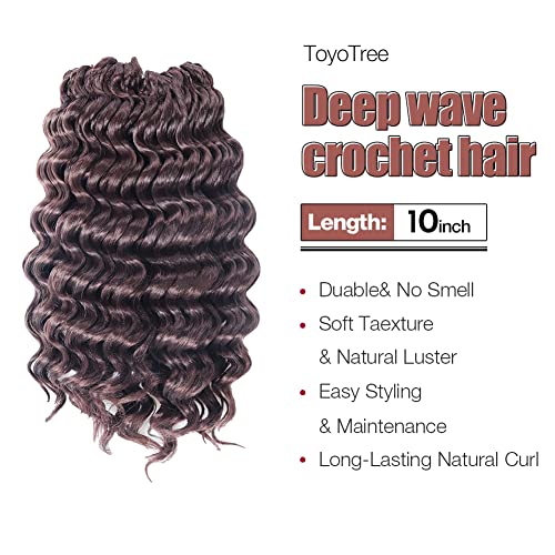 Dark Slate Gray Deep Wave Crochet Hair 10 Inch Ocean Wave Crochet Hair 8 Packs Deep Twist Crochet Hair For Black Women Crochet Deep Wave Hair Synthetic Ocean Wave Crochet Braiding Hair Extensions ToyoTree(10 Inch ,99J)
