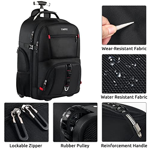 Dark Slate Gray ZOMFELT Rolling Backpack, Travel Backpack with Wheels, Carry on Luggage with 3 Travel Luggage Organizers, 17.3 Inch Rolling Laptop Backpack for Travel Work, Luggage Business Bag for Men Women