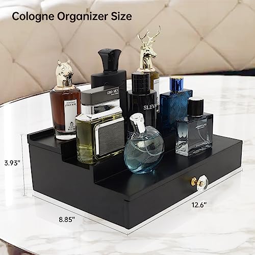 Wood Cologne Organizer with Drawer and Hidden Compartment