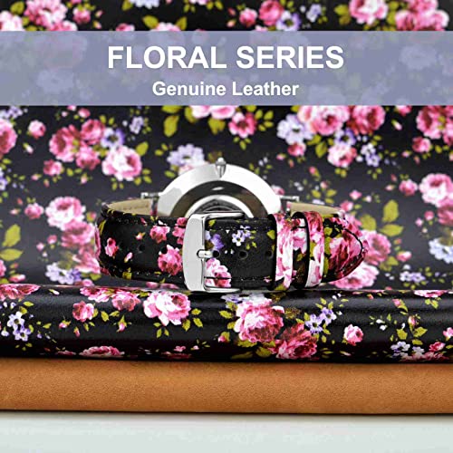 WOCCI 18mm Flower Leather Watch Band - Fuchsia