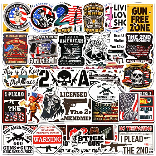100 Pieces US American 2nd Amendment Stickers, American Act Bill Aesthetic Vinyl Security Waterproof Decals, Stickers for Laptop Waterbottle Phone Skateboard Guitar Helmet Kids Teens Girls | Physical | Amazon, Art and Craft Supplies, Decals, Sabary | Sabary