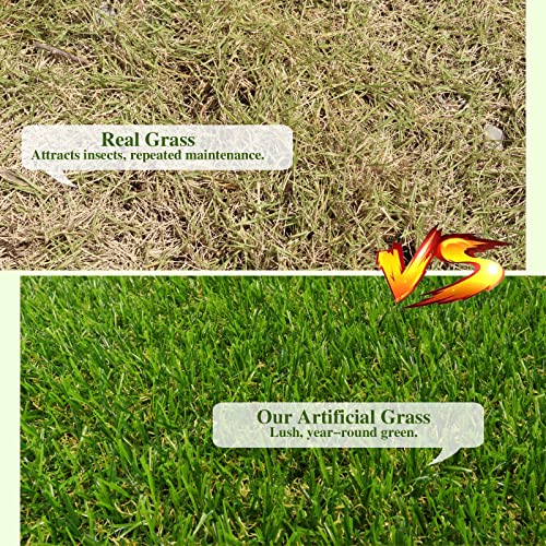 Weidear Artificial Grass 11 ft x 25 ft, 0.8 inch Fake Grass Mat, 4 Tones Synthetic Turf Rug, Indoor Outdoor Turf Grass for Dogs Pets/Patio Lawn Landscape Garden, Customized Sizes