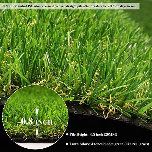 Weidear Artificial Grass 11 ft x 25 ft, 0.8 inch Fake Grass Mat, 4 Tones Synthetic Turf Rug, Indoor Outdoor Turf Grass for Dogs Pets/Patio Lawn Landscape Garden, Customized Sizes