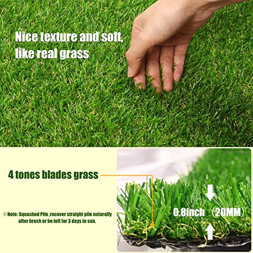 Weidear 0.8 inch Artificial Grass, 11 ft x 72 ft Outdoor Synthetic Turf