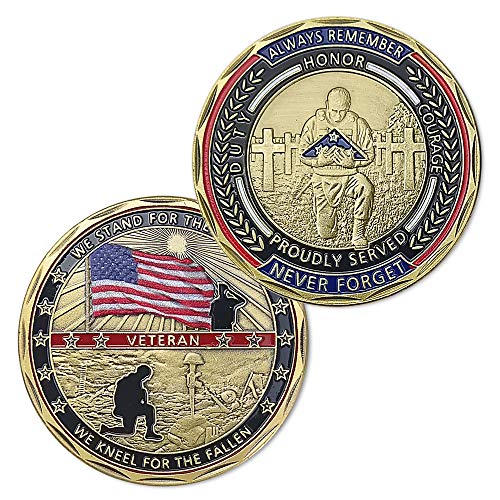 Veteran US Flag & Fallen Challenge Coin Amazon Coin Collecting Storage Coin Sets Coins Collectibles E-Coin Individual Coins Toy