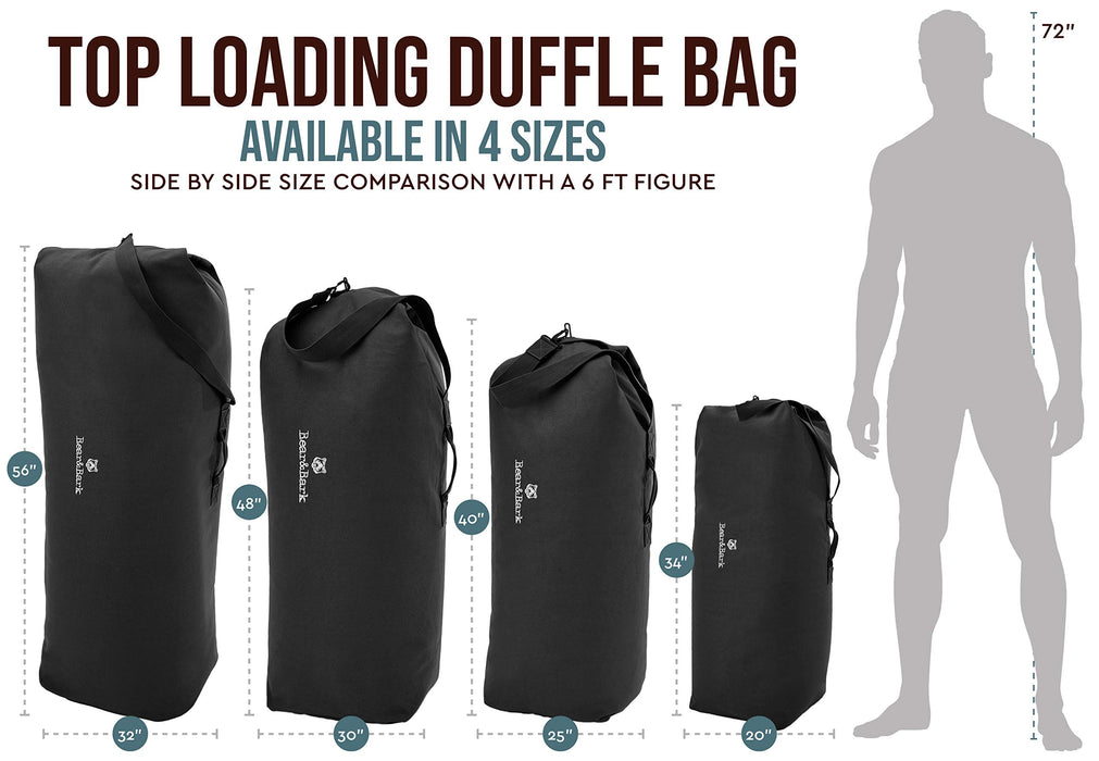 Top Load Canvas Duffel Bag - Grey Amazon Bear&Bark Luggage Travel Duffels